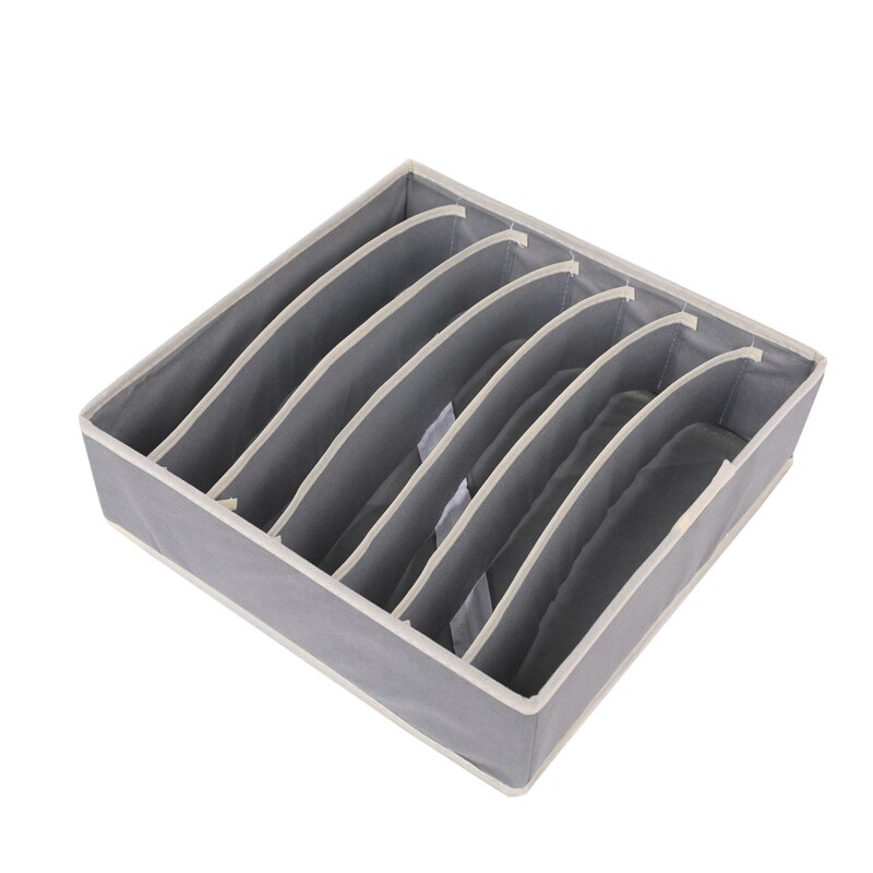 Underwear Bra Storage Box, Foldable Fabric Closet Organizer Drawer Closet Organizers Boxes for Underwear Scarves Socks Bra ect.: 1pcs Grey 7 cells