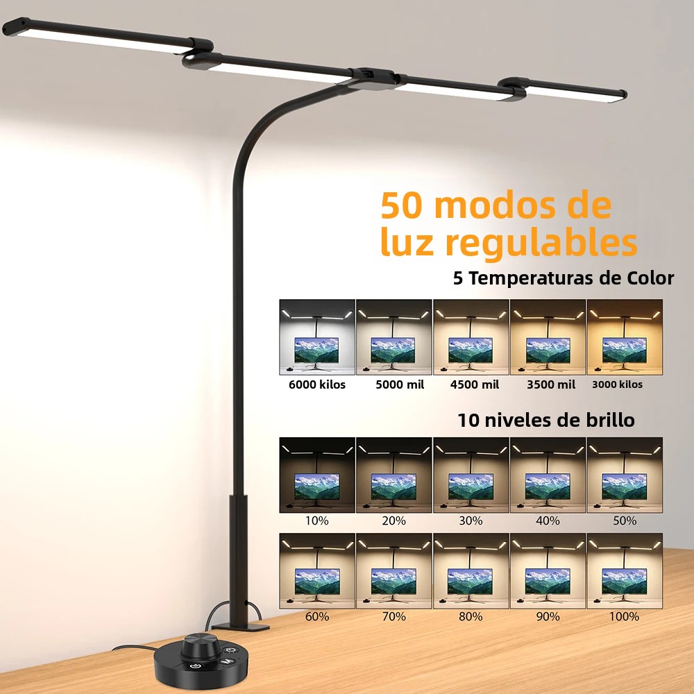 LED bureaulamp met klem Architect bureaulamp voor thuiskantoor Ultra heldere auto-dimmende PC-lamp Traploos dimbare tafellamp