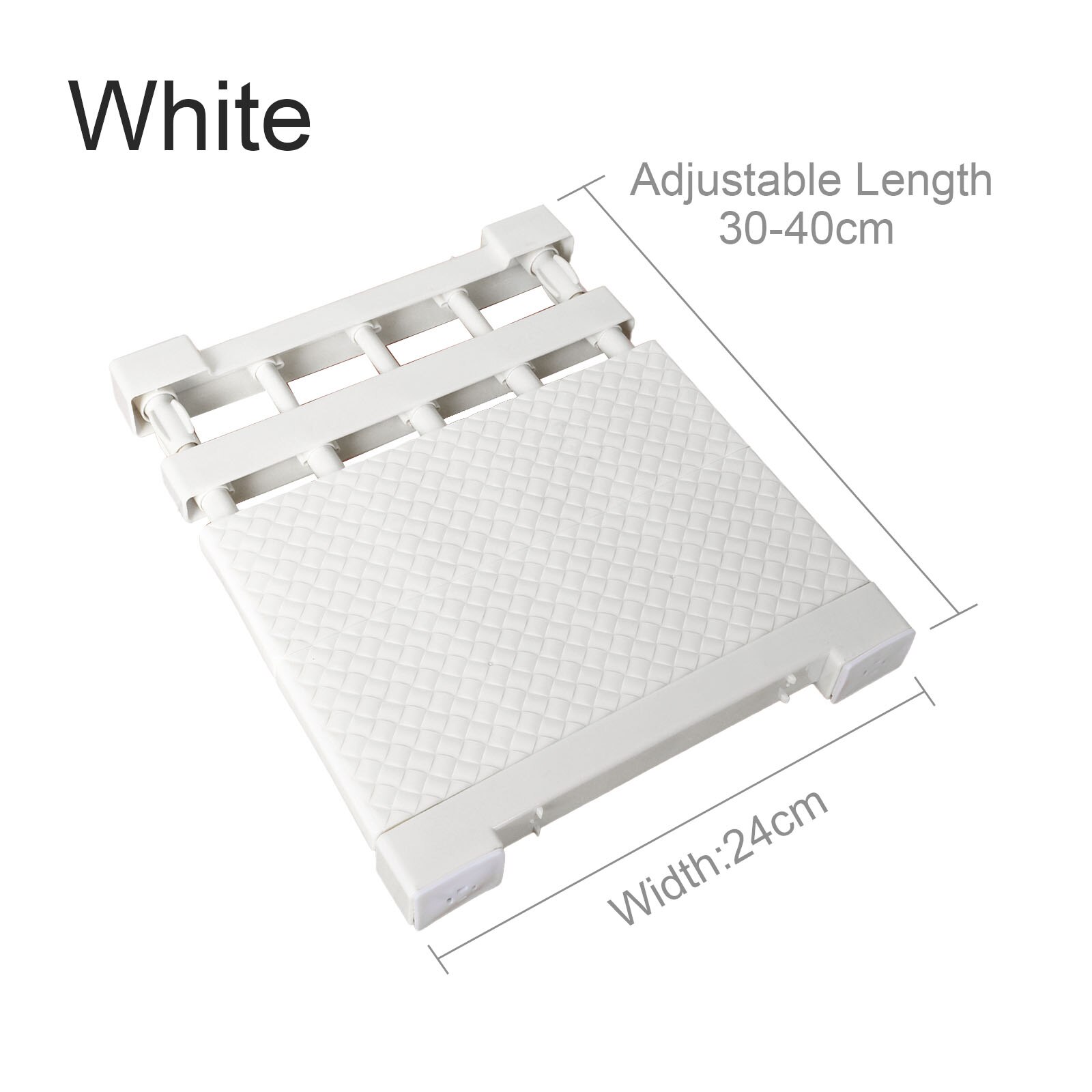 Adjustable Closet Organizer Storage Shelf Space Saving Wardrobe Wall Mounted Rack Kitchen Home Decorative Cabinet Holders: White L30-40cm W24