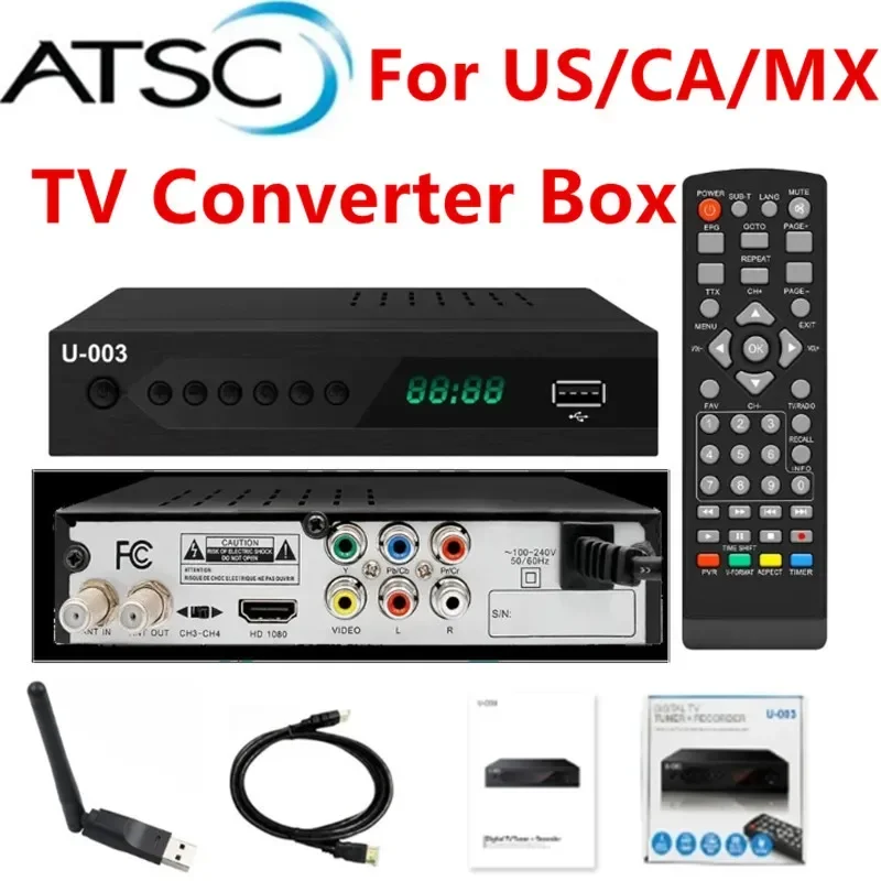 1080P Digital TV Converter Box ATSC TV Tuner with Recording&Playback HDMI Output Set Top Box Digital Channel Free for US CA MX