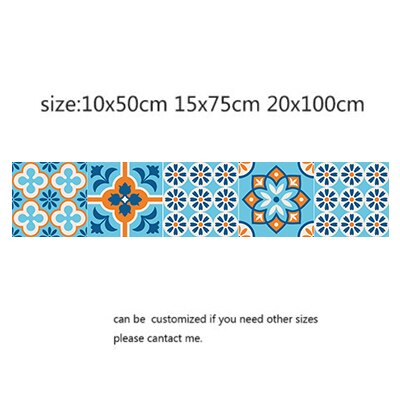 Dekorativa spanska kakel pvc kakel klistermärken väggkonst dekal, självhäftande vattentät kök backsplash badrumsinredning: 4 / 10 x 50cm