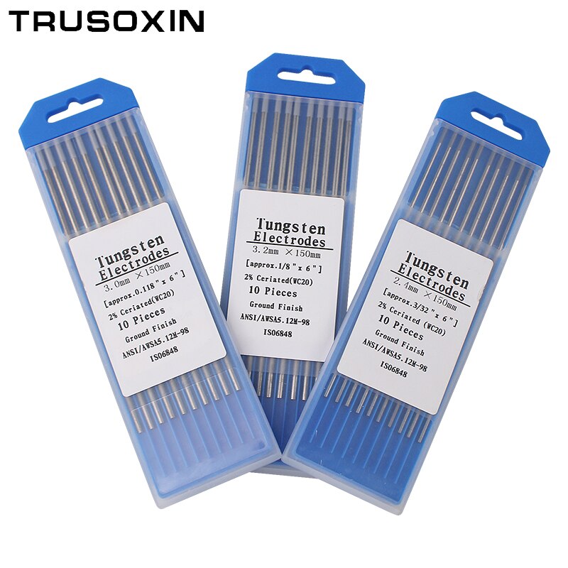 10 kpl harmaa värikoodi 1.0/1.6/2.0/2.4/3.0/3.2/4.0*150mm cerium volframi elektrodi pää volframi neula / lanka tig hitsauskone