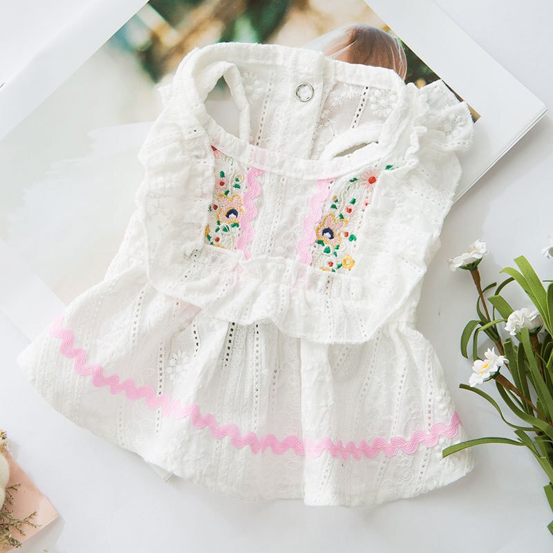 Pet Clothing Cartoon Clothes for Dog Solid Dresses Small Costume Flower Daisy Print Dogs Cute Spring Summer Thin Collar Perro: 1 / L