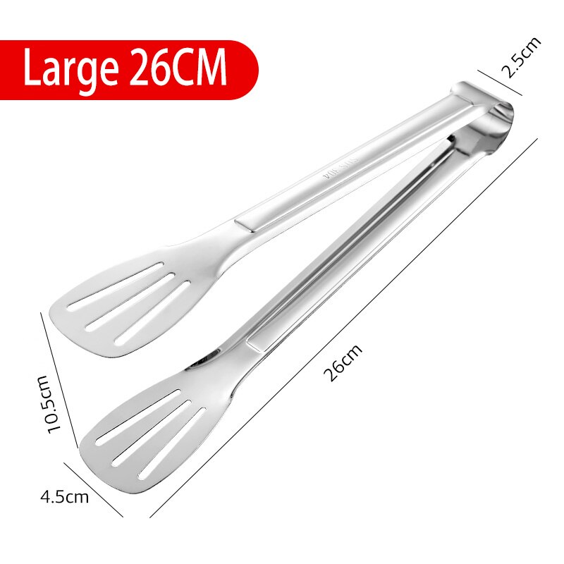 Stainless Steel Food Tongs Kitchen Utensils Buffet Cooking Tool Anti Heat Bread Clip Pastry Clamp Barbecue Kitchen Tongs Steel: Large 26cm