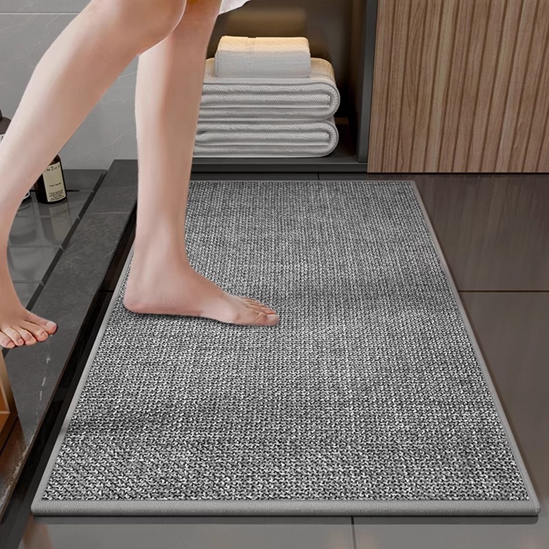 Antislip Badmatten voor Badkamer Rubberen Achterkant Gevlochten Absorberende Vloermat Wasbare Keuken Tapijten Fit Onder Deur Sneldrogend: Dark Gray / 400MMx600MM