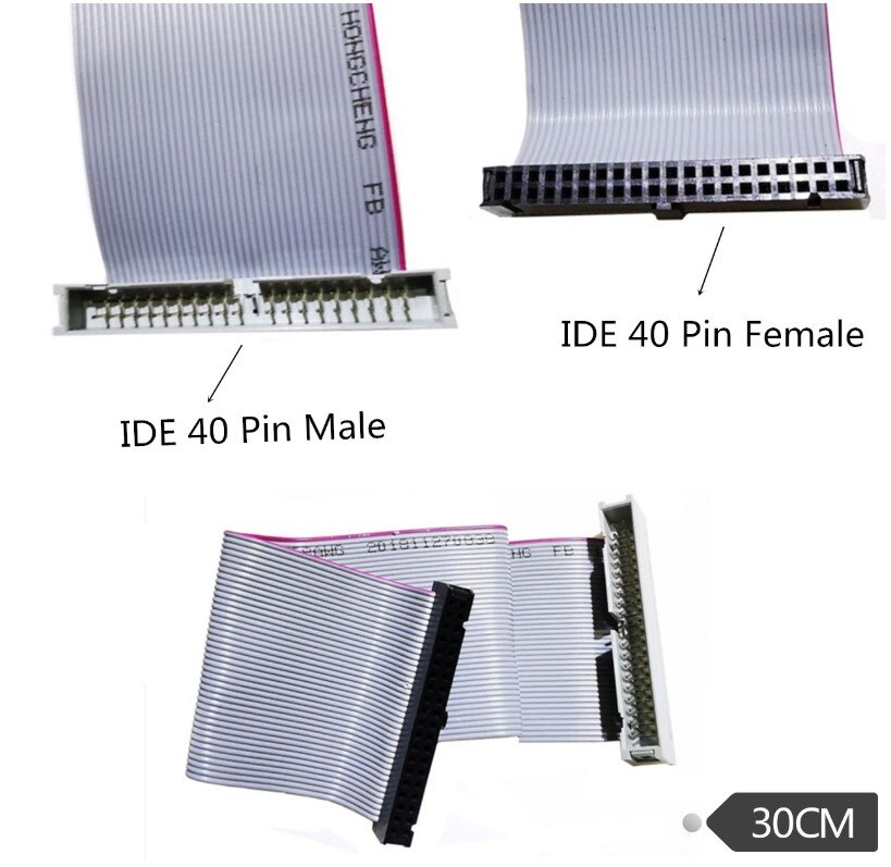 30cm Flexible Flat Cable Hard Disk Drive Data Line 40Pin PC Male to Female IDE Hard Disk Drive Connector Extension Cable C26