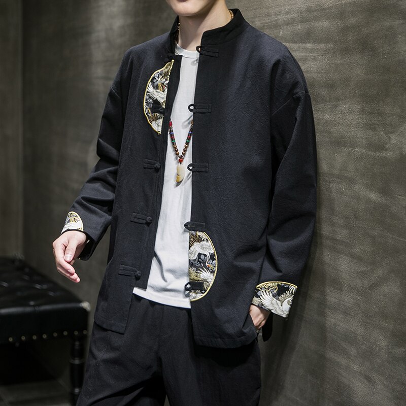 Embroidered Dragon Chinese Man Tang Suit Uniform Kungfu Jacket