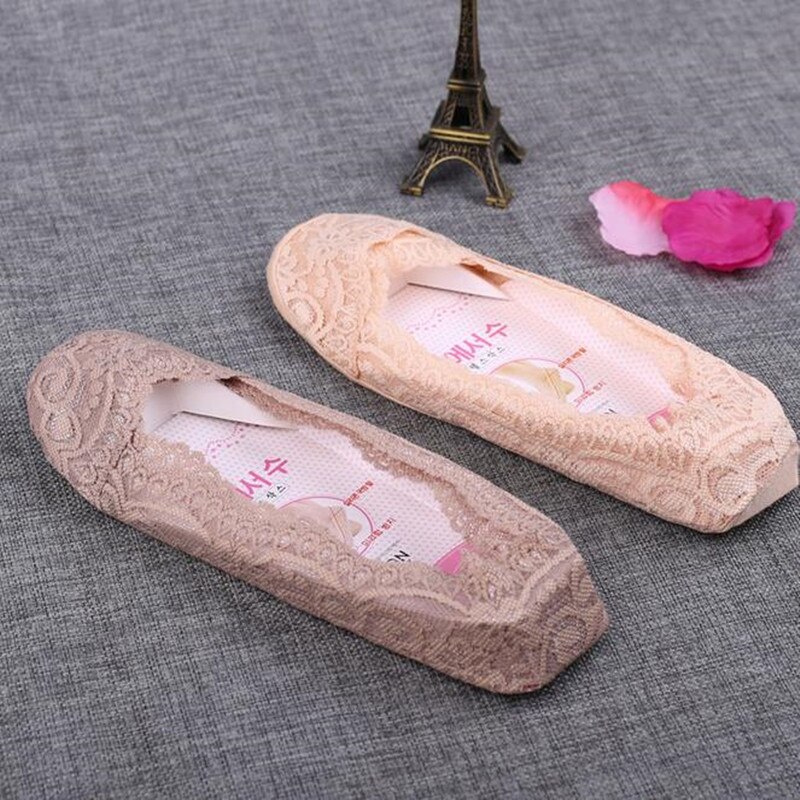 Calcetines invisibles de encaje para mujer, medias de silicona antideslizantes de 360 grados, 10 par/lote