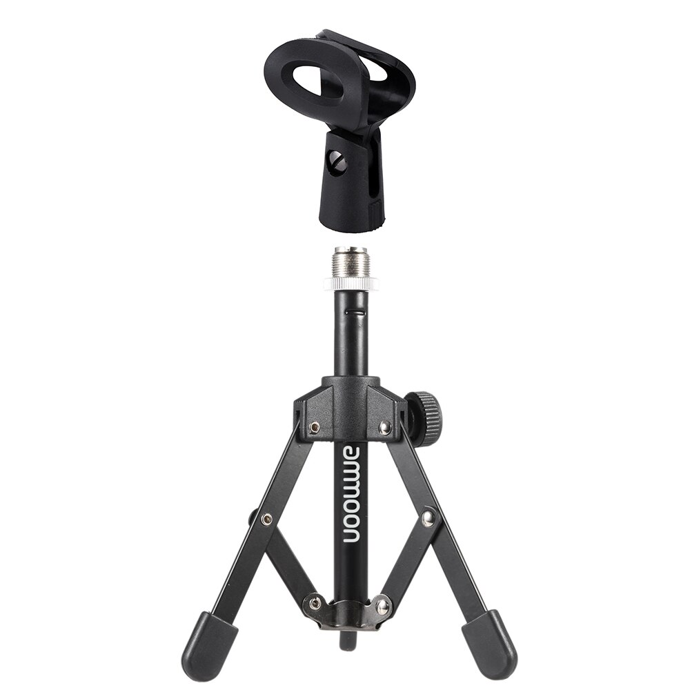 MS-12 Mini Tafelblad Statief Microfoon Mic Stand Houder Opvouwbare Desktop + Mic Clip Houder Beugel: Tripod and Holder A