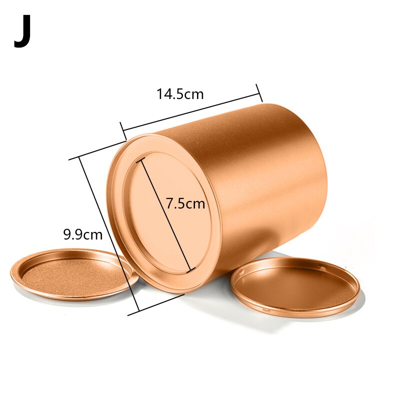 Empty Cylinder Tin Box Metal Tin Jars Iron Tea Box Candy Storage Boxes Bins Biscuit Container Candy Chocolate Organizer: J