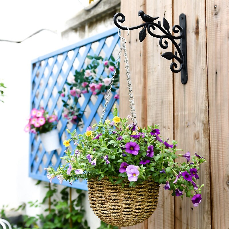 Gancho para plantas colgante, cesta de hierro fundido para flores, ganchos, soporte para colgar, para alimentador de aves, macetas, macetas, campanas de viento