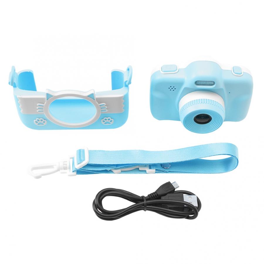 3in Children Camera Touch Screen HD Children Camera Front Rear Cameras Built-in Games with Battery Support TF Memory Card 128GB: Blue