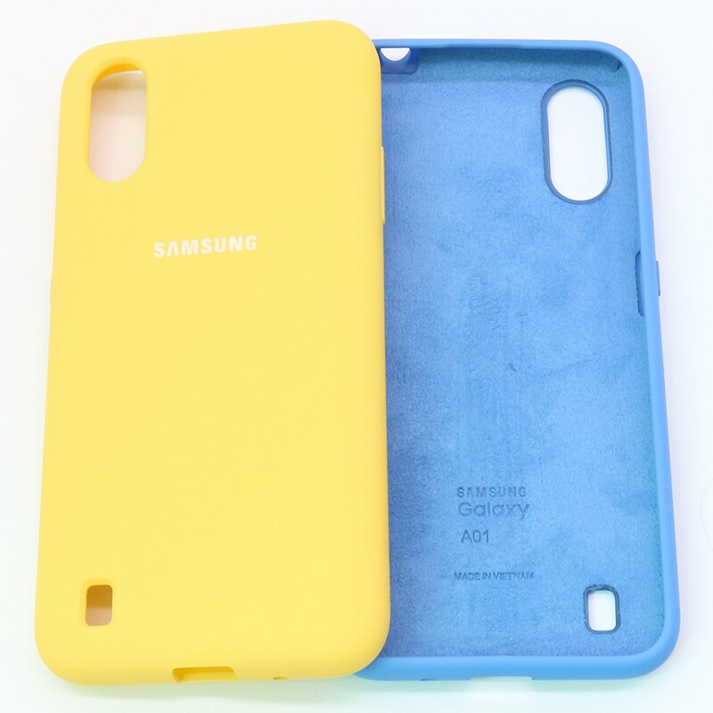 Caso semplice Per Samsung Galaxy A01 SM-A015F Dipinta Del Silicone Della Caramella TPU Della Copertura Posteriore Per samsung galaxy UNA 01 A105 Globale versione: Yellow