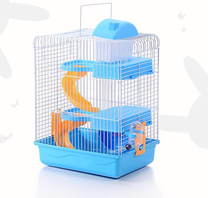 Le hamster cage à rehaussement à trois niveaux, cage villa de luxe, grand château: Bleu / M