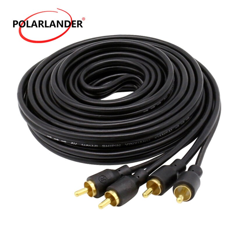 RCA Plug Phono Y Splitter Lead Adapter Amplifier Copper Line Cable Connector Car Audio Power Cable 5m Wire
