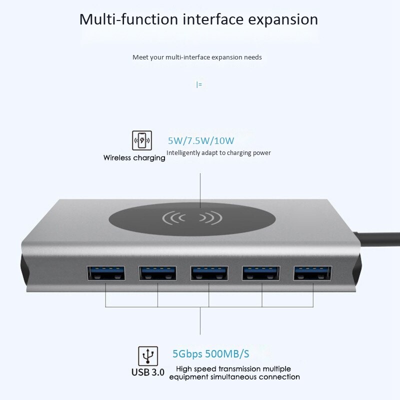 13 in 1 USB C HUB, PD Fast Charge Can Be Connected to Gigabit Wired Network for PC Laptop