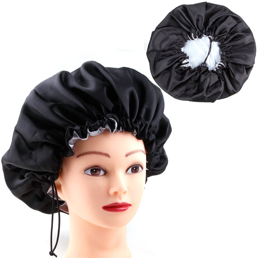 Sleep Satin Hat Hair Caps Silk Bonnet Night Cap Adjustable Sleeping Head Cover Double Layer Women Curly Hair Styling Accessories