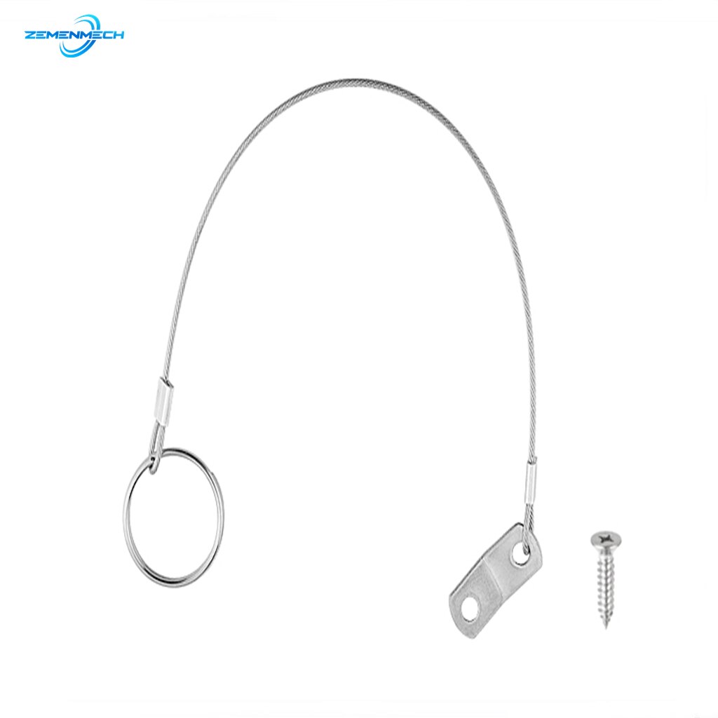 316 Stainless Steel Lanyard Cable Safety Tether Wire for Loss Prevention 1 Loop With Quick Release Ring &amp; Rubber Coating Marine