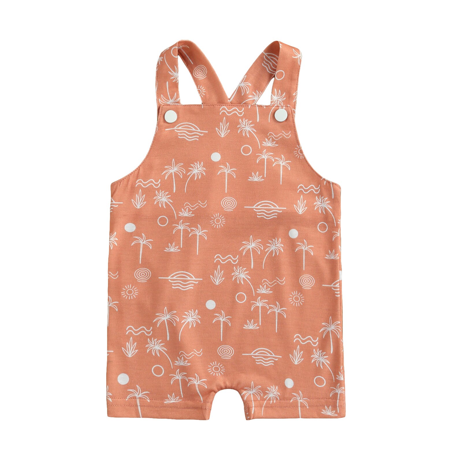 Barboteuse d&#39;été pour fille et garçon de 0 à 3 ans, imprimé soleil lune/arbre, sans manches, bretelles, combinaison 2 couleurs: A / 18M