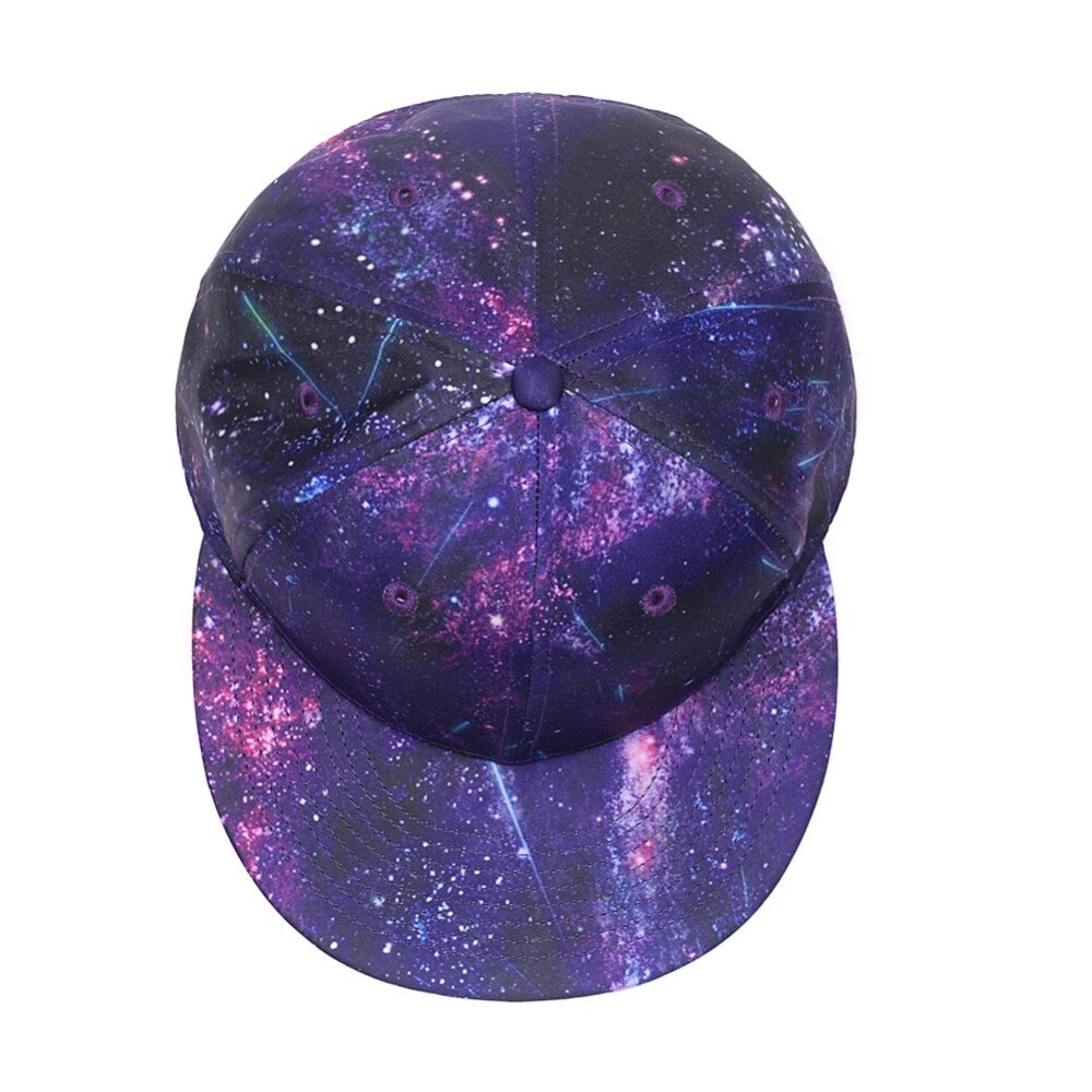 Quanhaigou Snapback Hip Hop Hat ,Purple Galaxy 3D Printed Dad Plaid Flat Bill Brim Adjustable Baseball Cap Men Women Trucker Hat