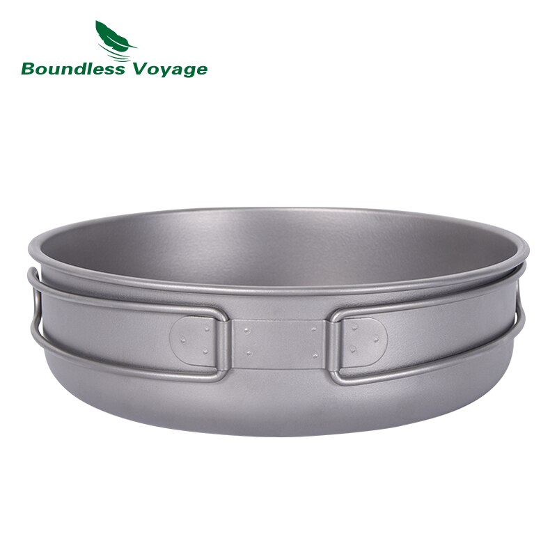 Boundless Voyage Koekenpan met antiaanbaklaag Titanium kookgerei met deksel en opvouwbare handgreep buitenuitrusting