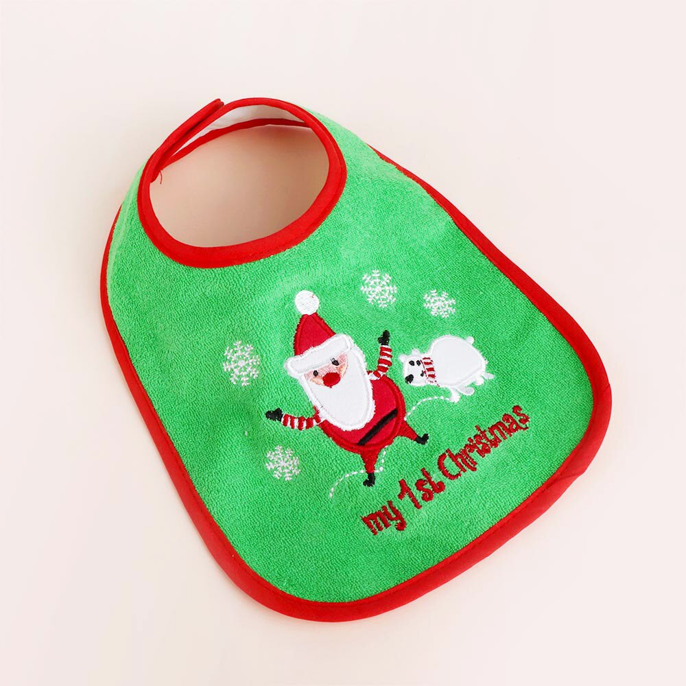 1 pc dos desenhos animados bordado papai noel natal bib bandana criança infantil bebê saliva toalha babero babadores presente de natal: D