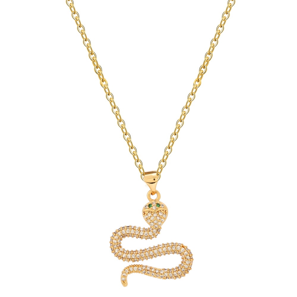 Rainbow CZ snake Gold Necklace For Women Zirconia snake Pendant Long adjustable Chain women's Necklace Charm Jewelry: snake 1