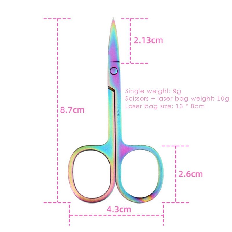 Ciseaux colorés en acier inoxydable pour sourcils et ongles, petits outils pour sourcils, nez, coupe de cheveux, pointe pointue, pointe courbe, de beauté