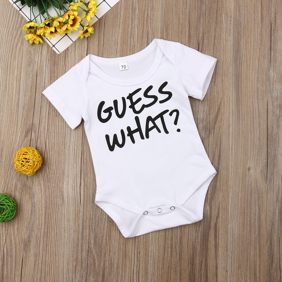 Baby Summer Clothing Newborn Infant Girls Baby Boy Bodysuits Jumpsuit Sunsuit Cute GUESS WHAT Playsuit Cotton Clothes 0-18M