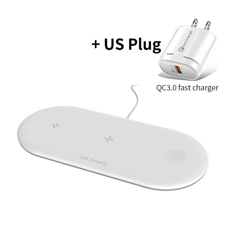 Voor Iphone 12 11 Pro 8 Samsung Note 10 Draadloze Oplader 3 In 1 10 W Snelle Draadloze Opladen Pad voor Airpods Pro Apple Horloge 6 5 4: White With US Plug