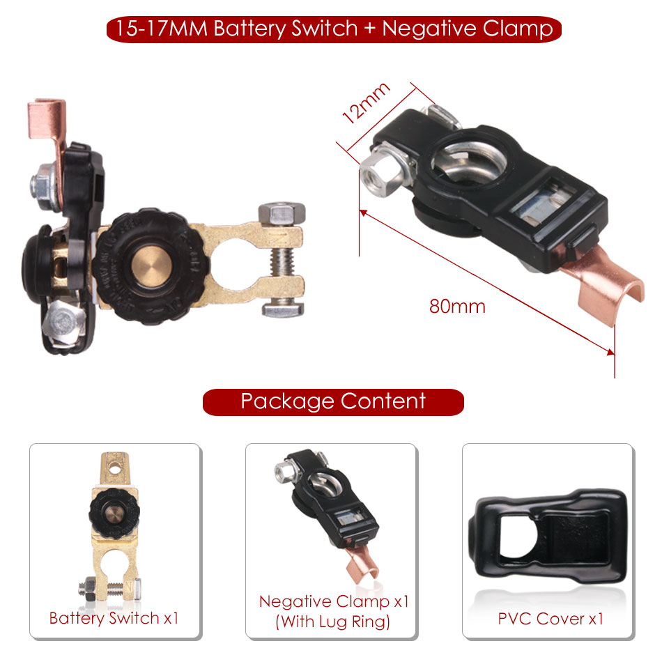 Batterij Disconnect Switch Top Mount Knop Afgesneden Master Kill Terminal Negatieve Klem Adapter forCar Voertuig Truck Boot