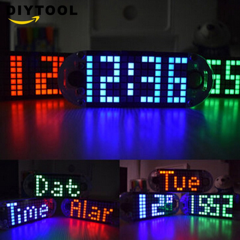 Diy conjunto de reloj digital DS3231 multifunción de alta precisión LED matriz de puntos animación efectos reloj Suite visualización de tiempo