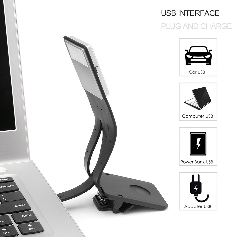Verstelbare Helderheid, Buigbare Led Boek Licht Met Clip, Night Leeslamp, Usb Oplaadbare Flexibele Boek Licht