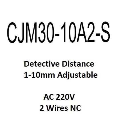Capteur de proximité capacitif 220V CJM30-10A2-S CJM30-10A1-S 2 lignes NC, capteur de niveau Bin 10mm, plage de détection réglable: CJM30-10A2-S-AC220V
