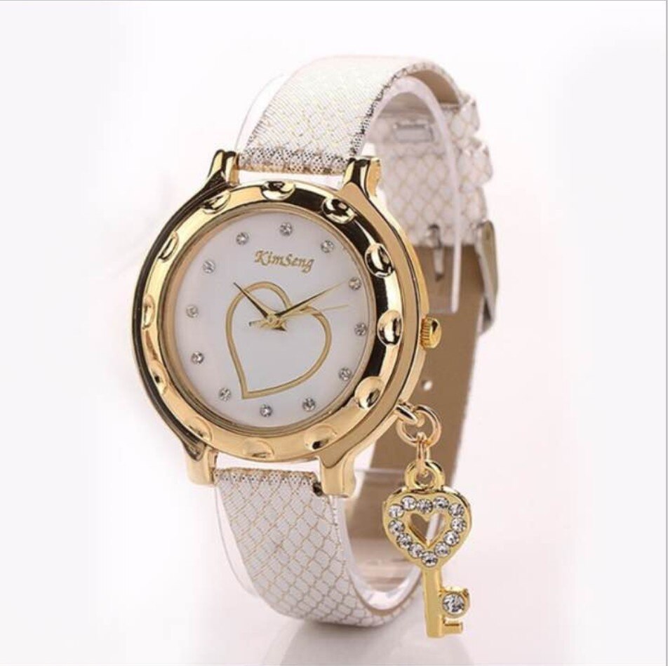 Vrouwen Horloges Rvs Sleutel Hanger Hart Dames Horloge Mode Strass Quartz Horloge Vrouwelijke Klok relogio feminino