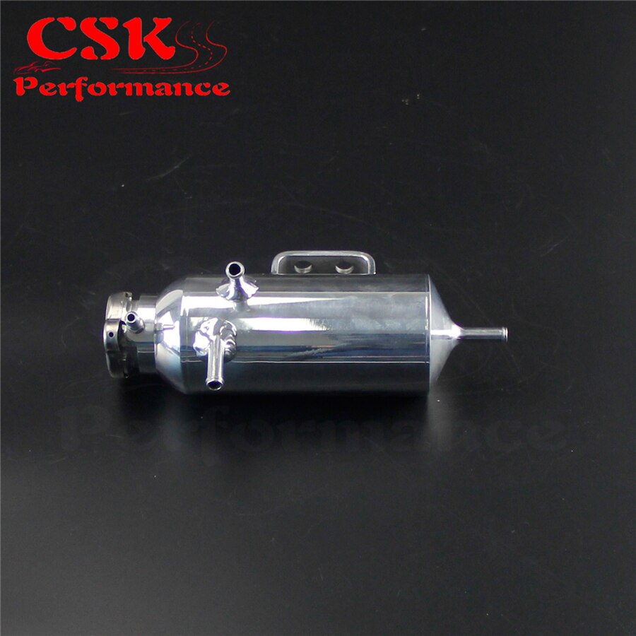 Silver Aluminum Engine Oil Catch Reservoir Breather Tank Can With Filter - 5" X 3.25"