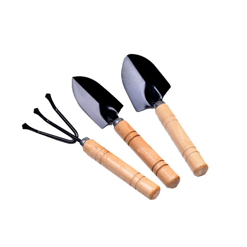 3pcs Mini Wooden Handle Shovel Rake Spade Metal Head Shovel Bonsai Tools Balcony Home Potted Plants Garden Tool