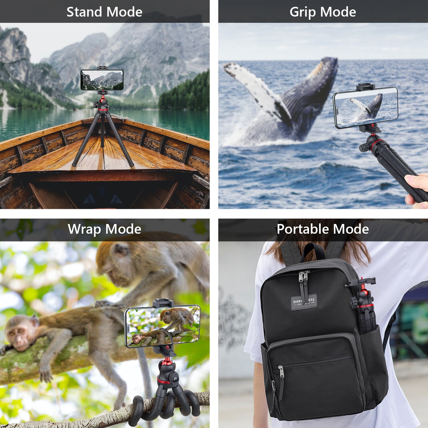 Trípode para teléfono, cámara móvil, soporte de pulpo, palo de Selfie para teléfono inteligente, Mini trípode Flexible, soporte para teléfono móvil, cabeza de bola GoPros DT45