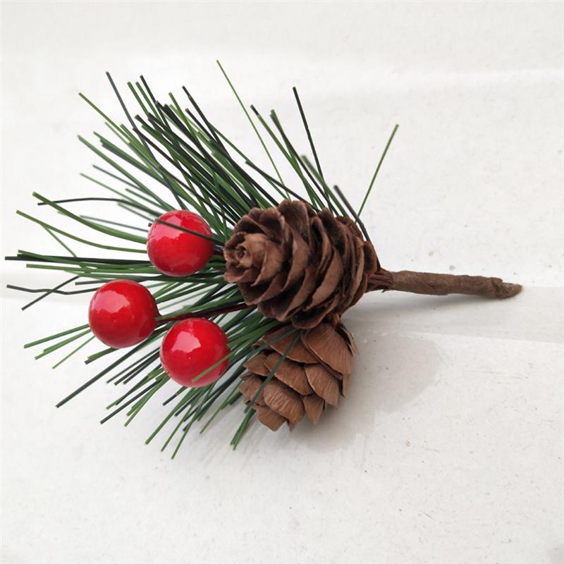 Artificial Christmas Pine Tree Branches with Pine Cones Lifelike Christmas Decoration Ornament Xmas Tree Hanging Pendant