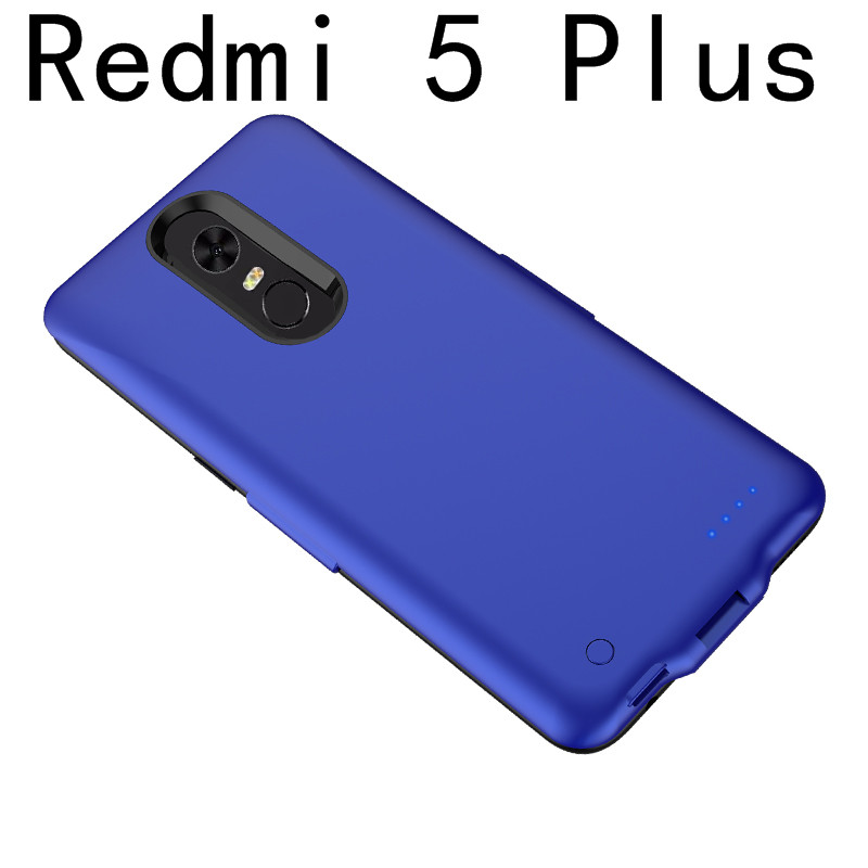 Slim antiurto Cassa di Batteria per Xiaomi Redmi 5 Più Il Caso della Banca di Potere per Xiaomi Redmi 5 Più Il Caso del Caricatore Posteriore copertura: Redmi 5 Plus-Blue