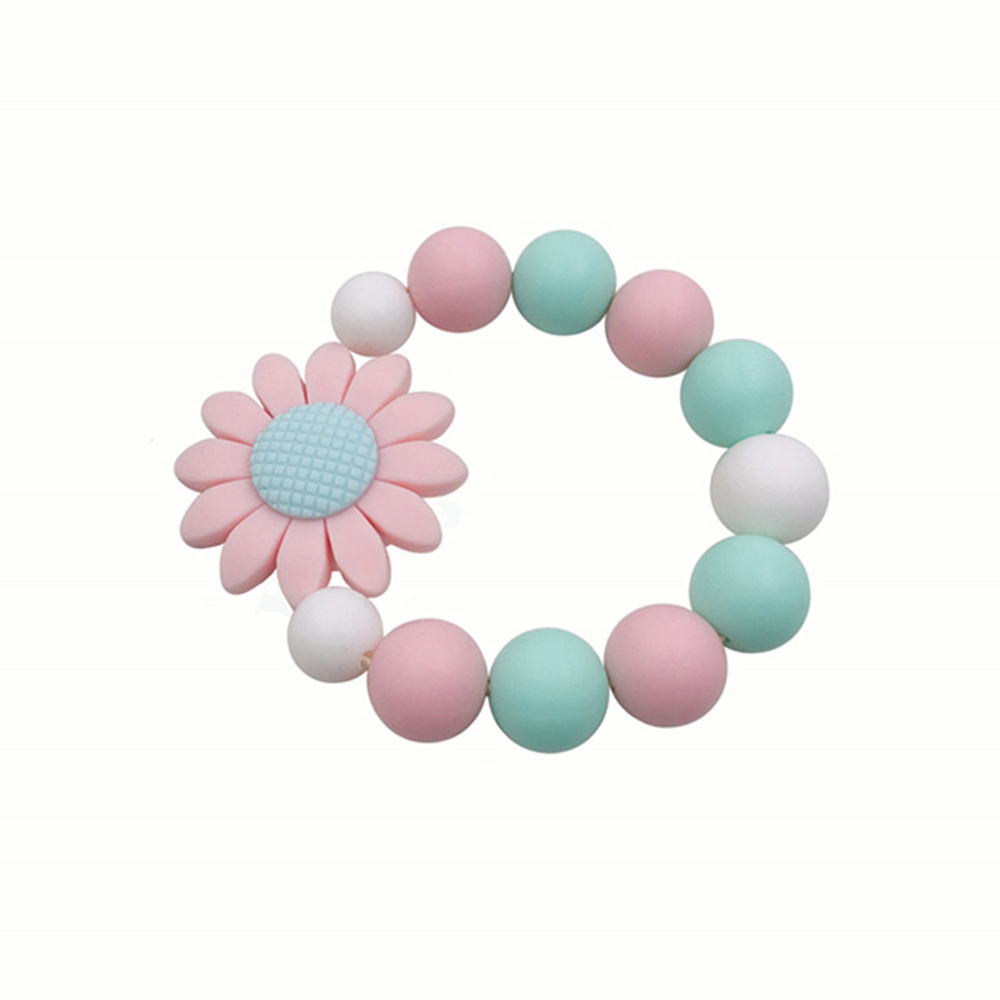 Baby Bunte Armbänder Sonnenblume BeißRing Silikon kauen Perlen Zahnen Rasseln Spielzeug BeißRing Armbänder Stoppen Saugen Daumen Spielzeug Neue: 3