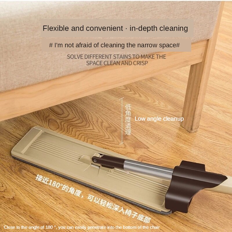 Plat Vadrouille Pour La Maison Et La Cuisine Nettoyage De Sol Vadrouille Sans Main Lavage Vadrouille Plate Avec Tampons En Microfibre Remplacement