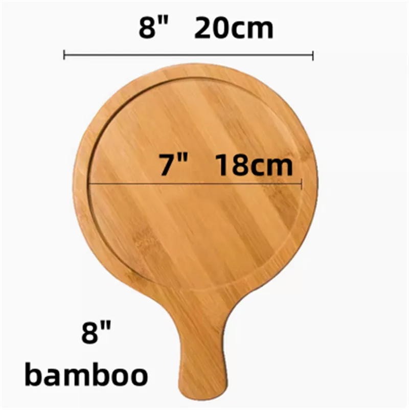 Wooden Pizza board Round with Hand Pan Baking Tray Stone Cutting Board Platter Pizza Bamboo Cake Bakeware Tools rejilla para: Burgundy