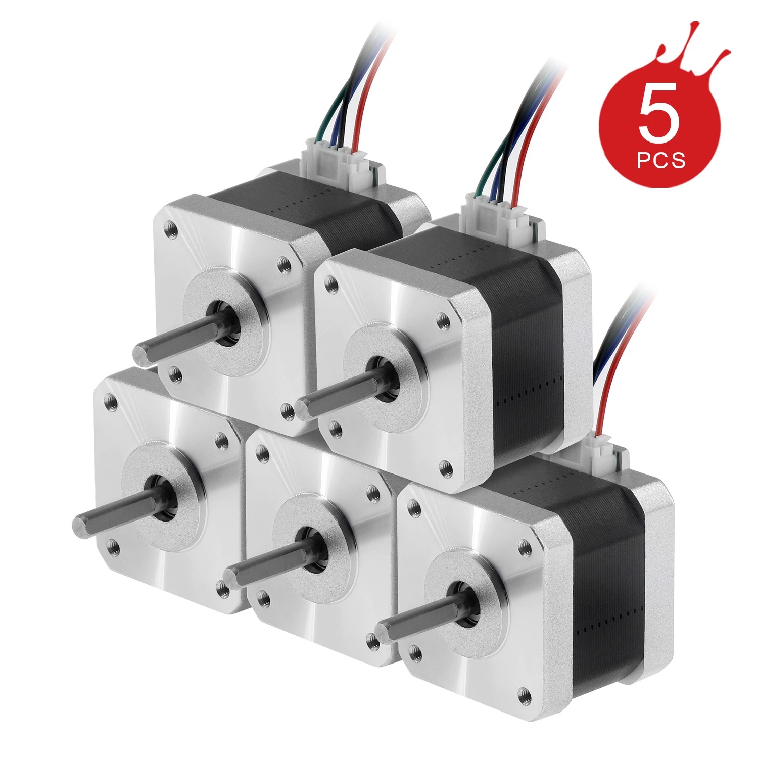 Usongshine 5szt/lot (17HS4401S) V5 V6 4-przewodowy silnik krokowy Nema17 42 silnik Nema 17 42BYGH 1.5A do CNC XYZ do części drukarek 3D: 2.5mm / Czerwony