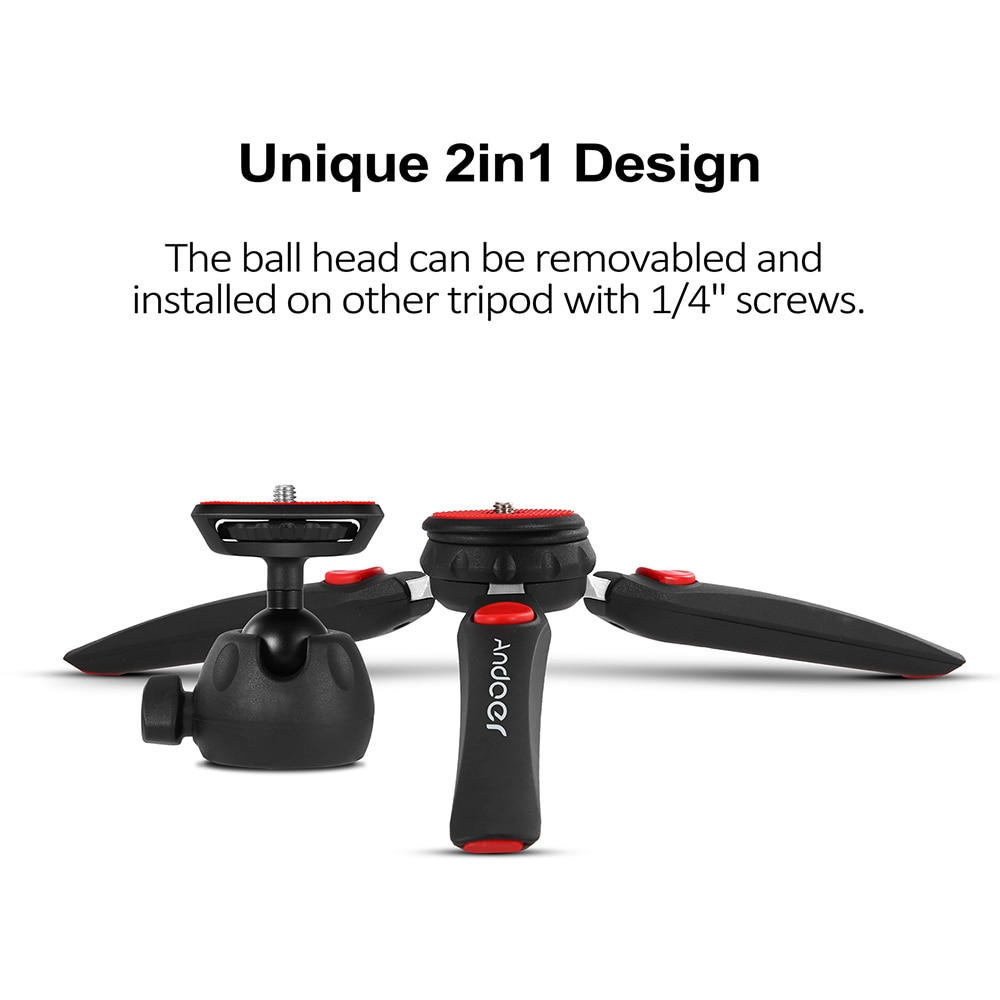 Andoer Mini Tabletop Tripod Camera Tripods Portable Foldable with 1/4" Mounting Screw for DSLR/Mirrorless Cameras Video Light