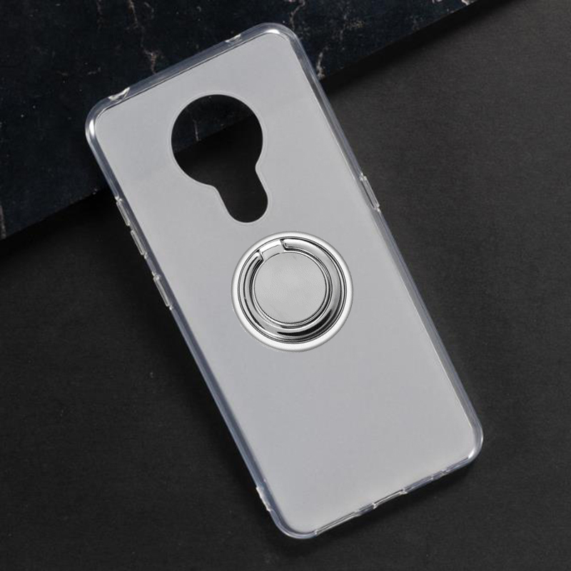 Voor Nokia 5.3 Terug Ring Holder Bracket Telefoon Case Cover Telefoon Tpu Zachte Siliconen Gevallen Voor Nokia 5.3 Ta-1234, ta-1223, Ta-1227: Black