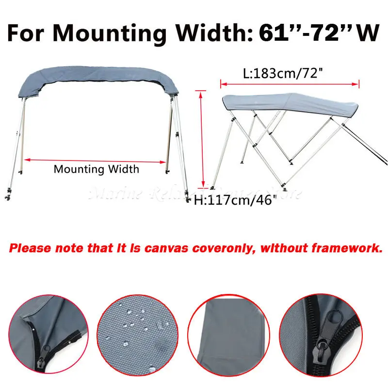 3-BOGEN-Bimini-Stiefelüberzug oben, 600D, wasserdicht, UV-Schutz, Bootsabdeckung, ohne Rahmen, staubdichte Marine-Abdeckung, Bootszubehör: Rot
