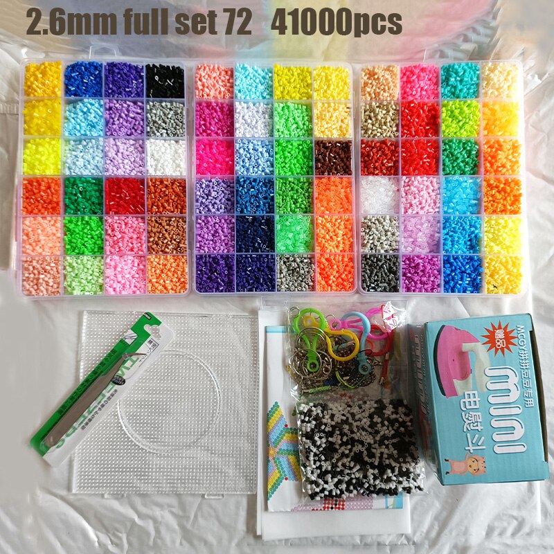 Kit de perles Perler 5mm/2.6mm, ensemble complet de perles Hama avec panneau perforé et fer, Puzzle 3D, jouet de bricolage pour enfants, jouet artisanal fait à la main,: Violet