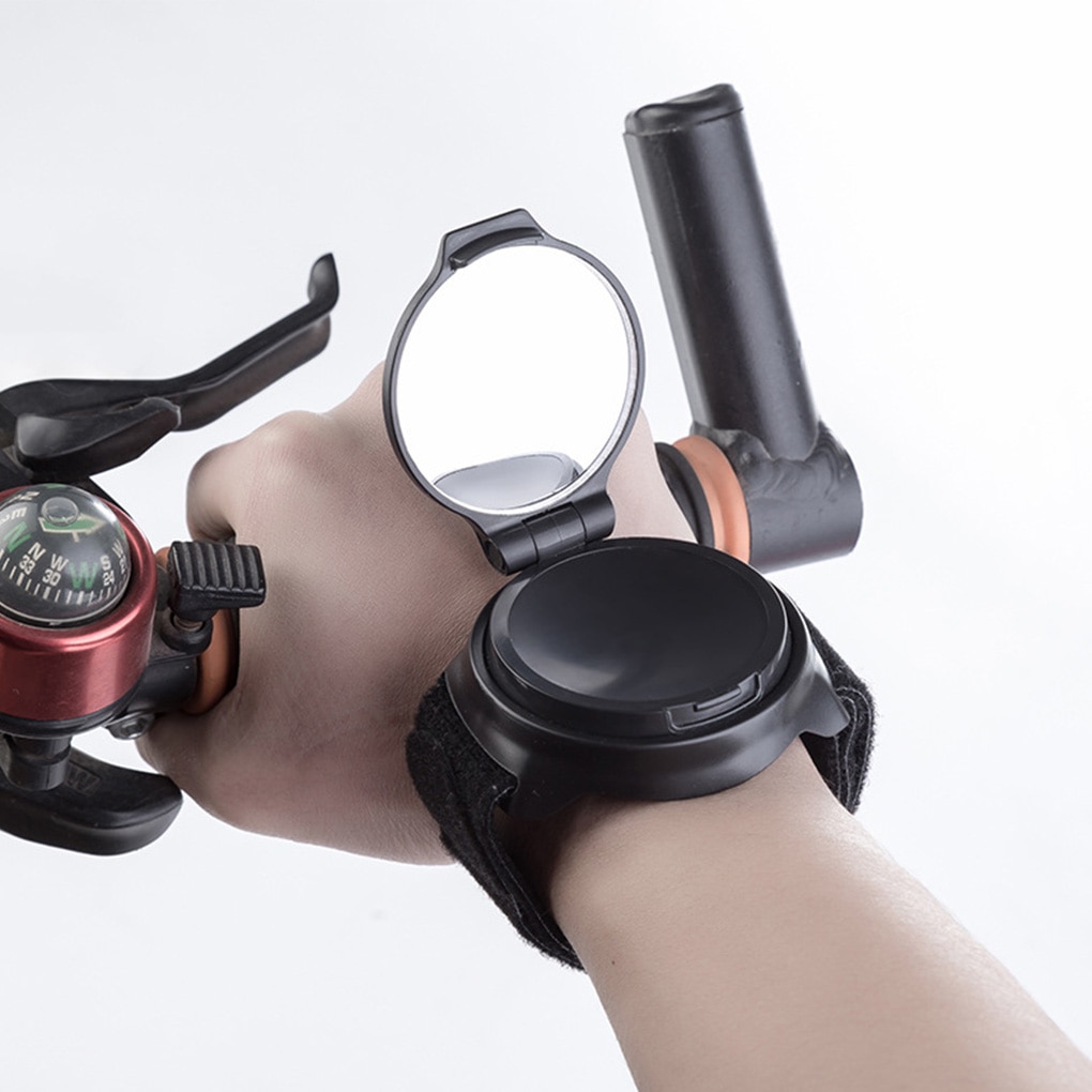Miroir de vue arrière convexe pour vélo de route, rotatif à 360 degrés, avec bracelet réglable