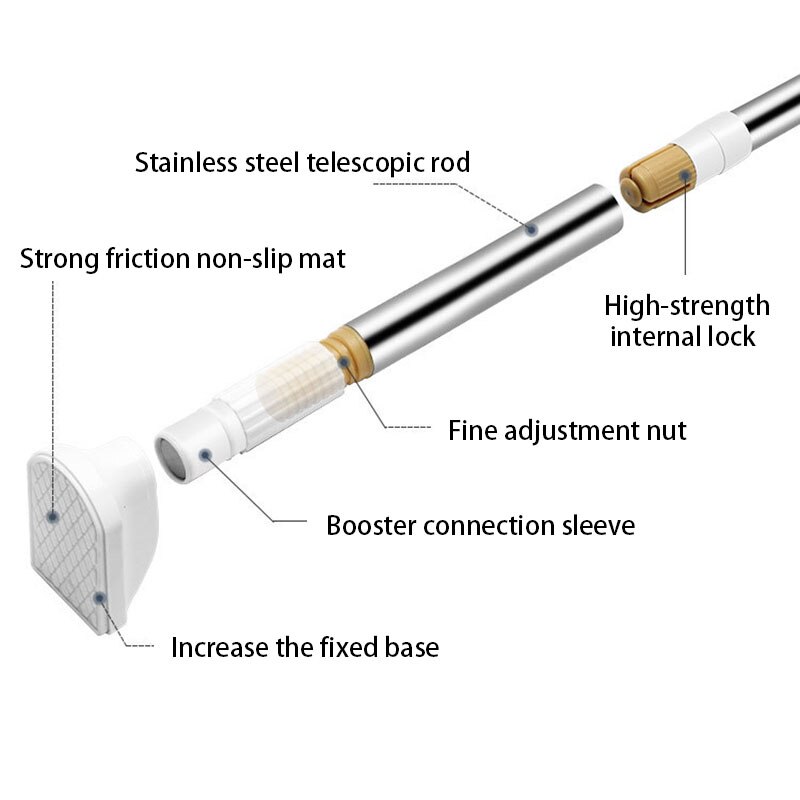 Retractable Stainless Steel Curtain Hanger Rod Bracket Clothesline Pole Shower Curtain Drape Rod Clothes Hanger Rod